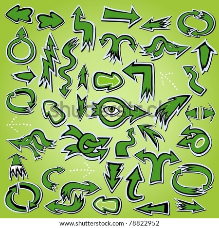 Hand-drawn green arrows icon set for design (stickers big collection) Royalty-Free Stock Photo #78822952
