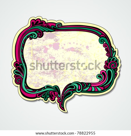 hand-drawn illustration of modern style speech bubble with floral elements for decoration and design Royalty-Free Stock Photo #78822955