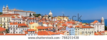 Lisbon cityscape, view of the old town Alfama, Portugal, panorama