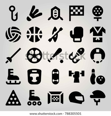 Sport vector icon set. boxing, basketball, football and gate