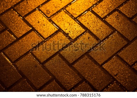 rock pattern, golden yellow structure of a rectangular pavement