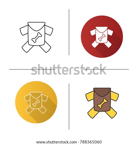 Pet's clothes icon. Flat design, linear and color styles. Dog apparel. Isolated vector illustrations