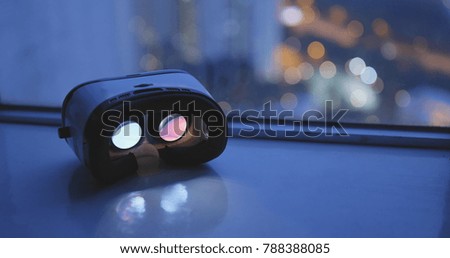 Virtual reality device at night 