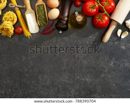 Cooking ingredients from above