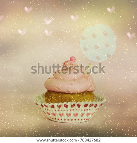 Cupcake background with hearts