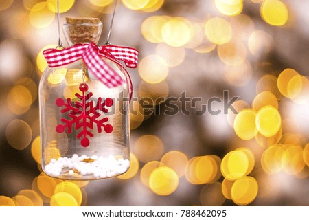 christmas decor red snowflake under glass