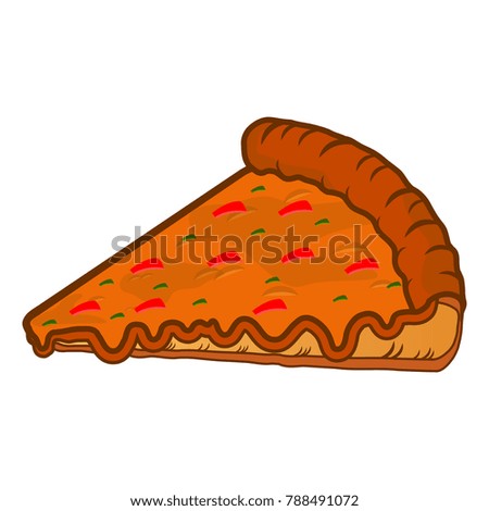 Isolated pizza slice on a white background, vector illustration
