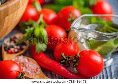 Ingredients for vegetable rustic salad