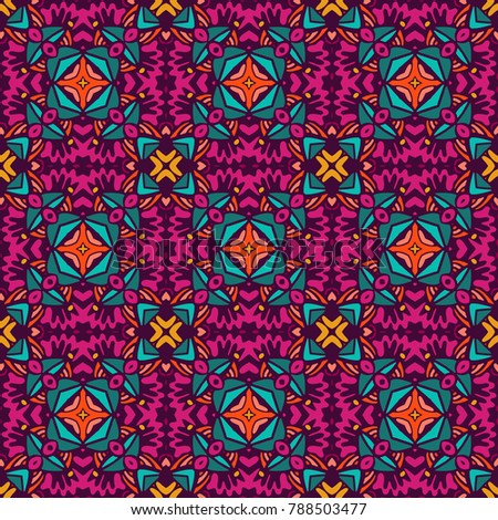 Vector Tribal indian vintage ethnic seamless design. Festive colorful tile pattern