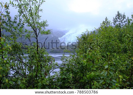 View of Exit Glacier, North of Seward, Alaska a couple of miles
