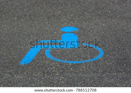 Handicapped parking icon on asphalt, Hessen Germany