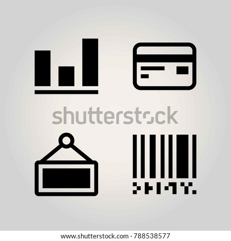 Technology vector icon set. analutics, sign, barcode and credit card