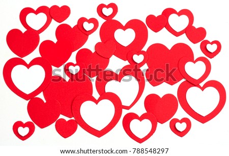 Valentine's day cut red paper heart with white background.
