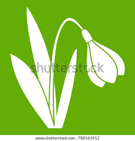 Bell flower icon white isolated on green background. Vector illustration