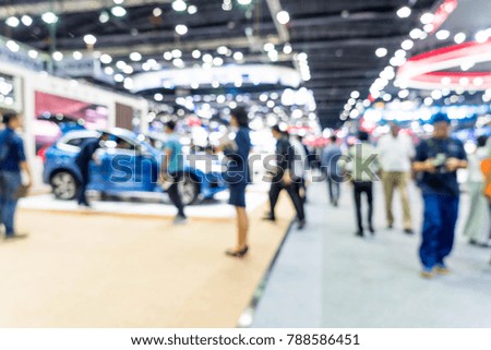 Abstract blur and defocused car and motor exhibition show event for background