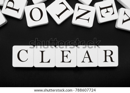 Clear word with black background