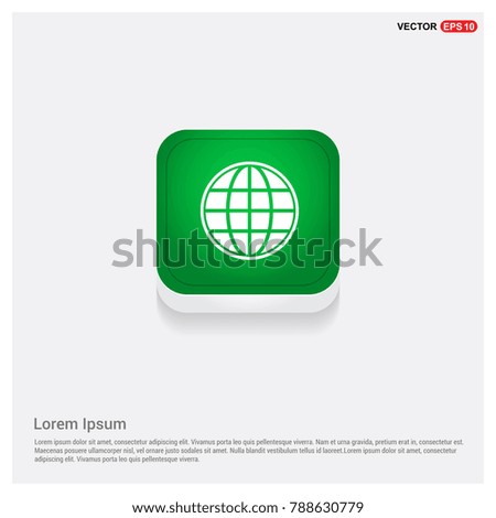 globe icon Green Web Button