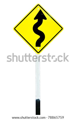 Traffic curve sign isolated on white background