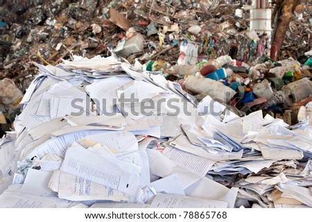 paper waste for recycle.paper waste for recycle. The huge of paper send from the factory to recycling process. This is the best way for protect the world for global warming.  Royalty-Free Stock Photo #78865768