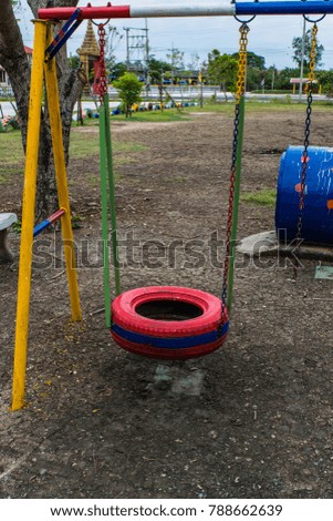 Tire playground In countryside