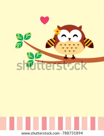 cute owl girl valentine greeting vector