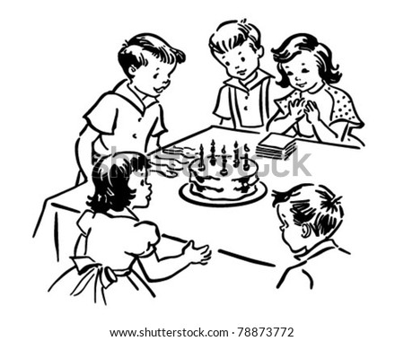 Children's Birthday Party - Retro Clipart Illustration