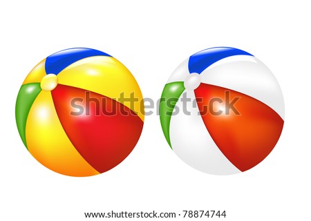 2 Beach Balls, Isolated On White Background