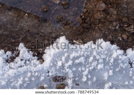 Frozen water and sand