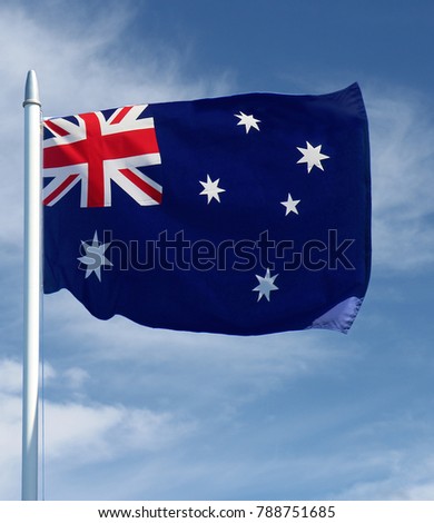 Australian flag on a flag pole - Australia Day