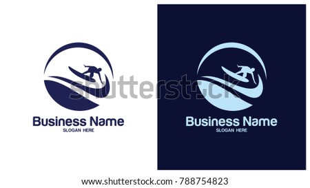 Abstract design of ocean logo with waves. Surfing and Water logo Design Template. Vector illustration