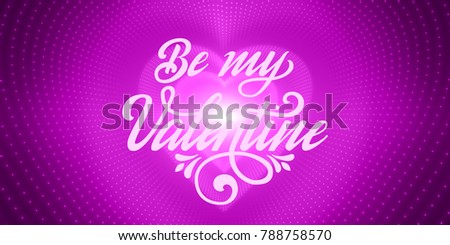 Happy Valentine's Day card. Vector infinite heart-shaped tunnel of shining flares on purple background. Glowing heart tunnel. Valentine's day gift or invitation card. Tender design for you love.