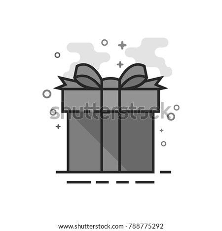 Gift box icon in flat outlined grayscale style. Vector illustration.