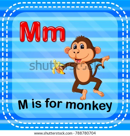 vector illustration of Flashcard letter M is for monkey