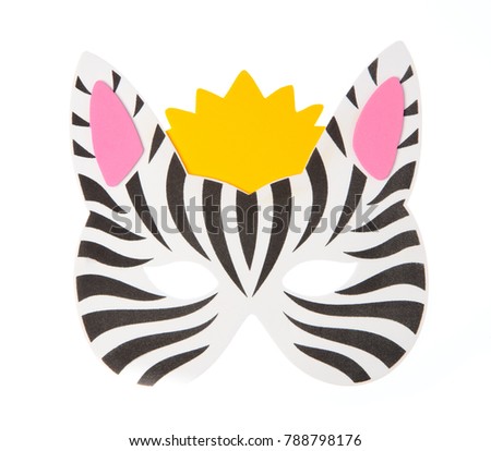 zebra animal carnival mask isolated on white background
