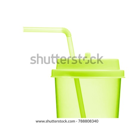 Plastic glass with lid isolated on a white background
