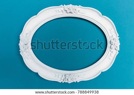 Beautiful design frame for photo or text on a blue background, isolated