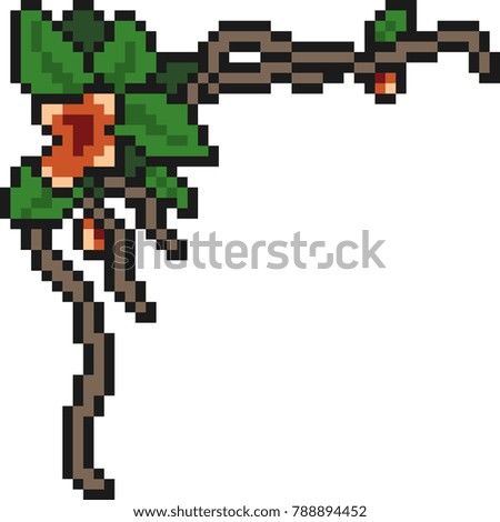vector pixel art flower decoration isolated