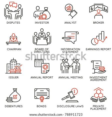 Vector set of linear icons related to business process, team work, human resource management and stakeholders. Mono line pictograms and infographics design elements - part 2 Royalty-Free Stock Photo #788911723