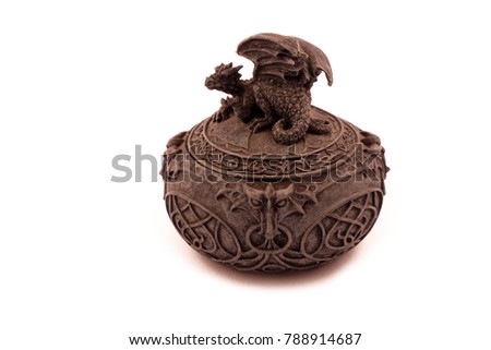 Dragon Jewelry Box stock images. Dragon container on a white background. Decorative box with a dragon