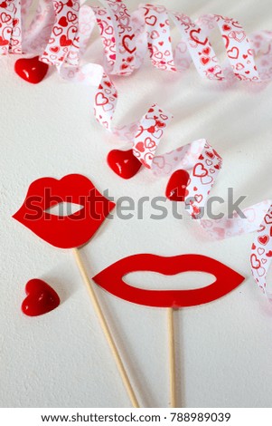 Valentine's Day decorations of hearts and lips