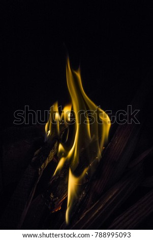 Close Up Of Fire with Black Background