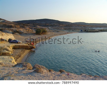 Photo from famous sandy beach of Alogomandra, Milos island, Cyclades, Greece