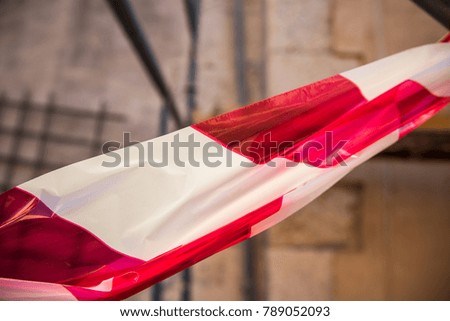 Red and white tape for constructions and separating security zones