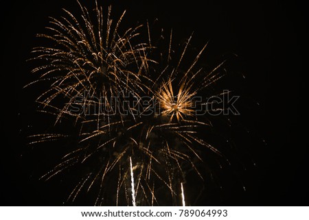 beautiful fireworks at New Year and copy space - abstract holiday background