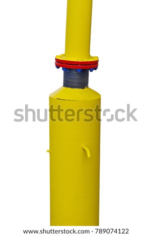 new yellow gas pipe on white background