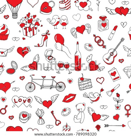 Romantic seamless pattern. Valentine's day. Holiday background.