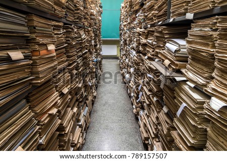 Archive folder, Pile of Files Royalty-Free Stock Photo #789157507