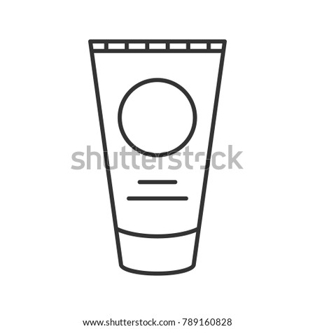 Suntan cream linear icon. Thin line illustration. Toothpaste tube. Contour symbol. Raster isolated outline drawing