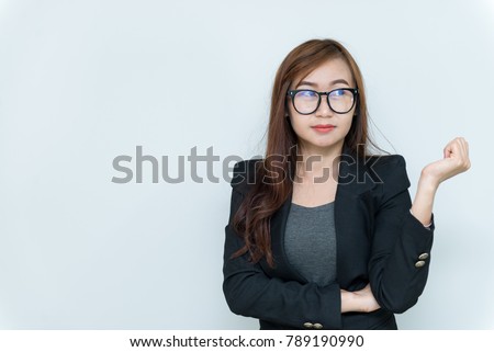 Portrait of beautiful asian businesswoman,Thailand people,secretary young girl,Concept: woman think