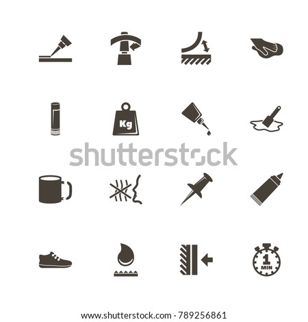 Glue icons. Perfect black pictogram on white background. Flat simple vector icon. Royalty-Free Stock Photo #789256861